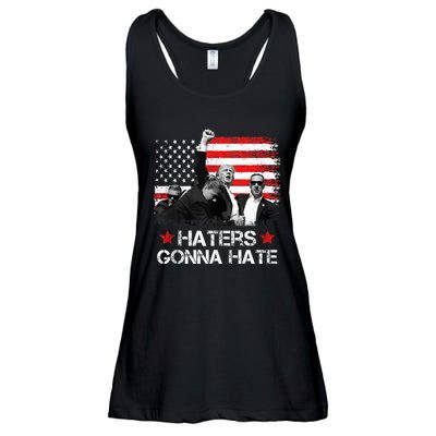 Trump 2024 Flag Haters Gonna Hate Pennsylvania Rally Trump Ladies Essential Flowy Tank