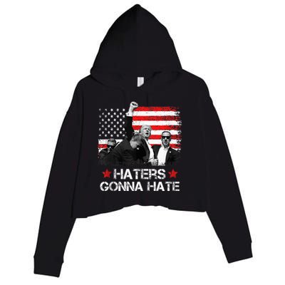 Trump 2024 Flag Haters Gonna Hate Pennsylvania Rally Trump Crop Fleece Hoodie