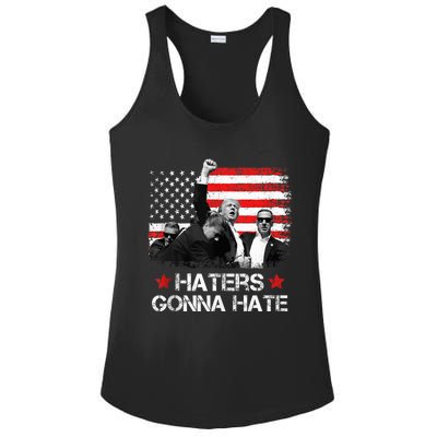 Trump 2024 Flag Haters Gonna Hate Pennsylvania Rally Trump Ladies PosiCharge Competitor Racerback Tank