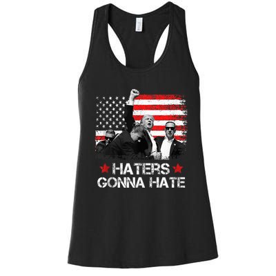 Trump 2024 Flag Haters Gonna Hate Pennsylvania Rally Trump Women's Racerback Tank