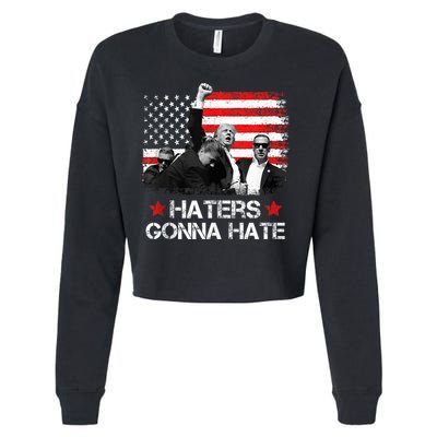 Trump 2024 Flag Haters Gonna Hate Pennsylvania Rally Trump Cropped Pullover Crew
