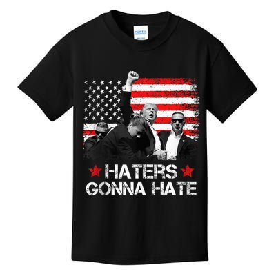 Trump 2024 Flag Haters Gonna Hate Pennsylvania Rally Trump Kids T-Shirt