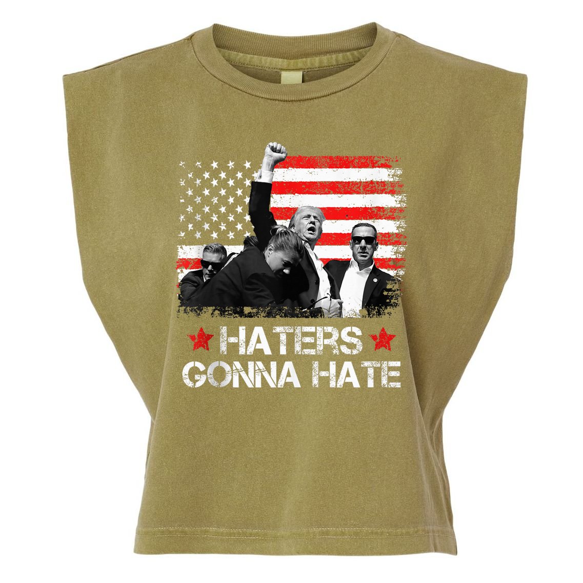 Trump 2024 Flag Haters Gonna Hate Pennsylvania Rally Trump Garment-Dyed Women's Muscle Tee