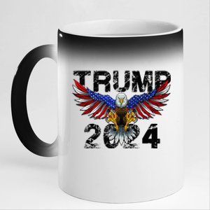 Trump 2024 Flag American Holiday 11oz Black Color Changing Mug