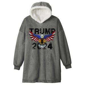 Trump 2024 Flag American Holiday Hooded Wearable Blanket