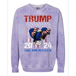 Trump 2024 Flag Take America Back Trump 2024 Gift Colorblast Crewneck Sweatshirt