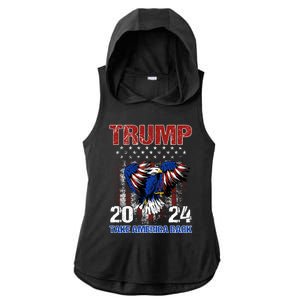 Trump 2024 Flag Take America Back Trump 2024 Gift Ladies PosiCharge Tri-Blend Wicking Draft Hoodie Tank