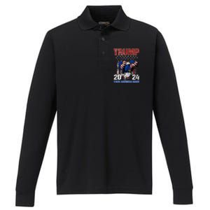 Trump 2024 Flag Take America Back Trump 2024 Gift Performance Long Sleeve Polo