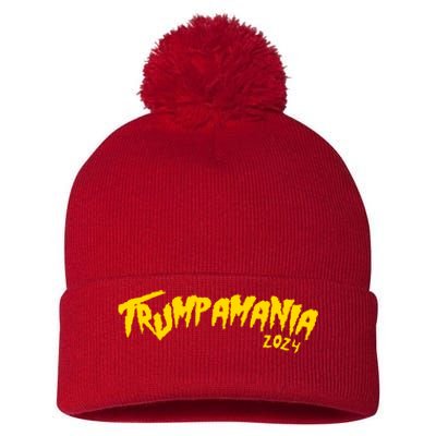 Trumpamania 2024 Funny Pro Donald Trump Pom Pom 12in Knit Beanie