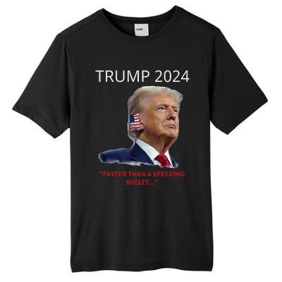 Trump 2024 Faster Than A Speeding Bullet Patriotic Graphic Tall Fusion ChromaSoft Performance T-Shirt