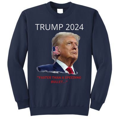 Trump 2024 Faster Than A Speeding Bullet Patriotic Graphic Sweatshirt