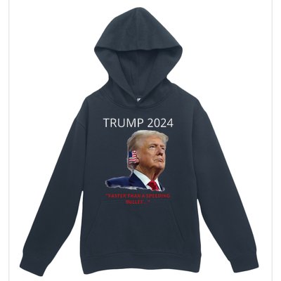 Trump 2024 Faster Than A Speeding Bullet Patriotic Graphic Urban Pullover Hoodie