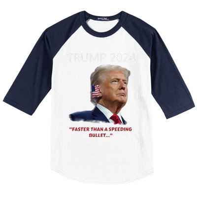 Trump 2024 Faster Than A Speeding Bullet Patriotic Graphic Baseball Sleeve Shirt