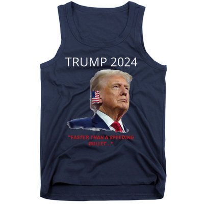 Trump 2024 Faster Than A Speeding Bullet Patriotic Graphic Tank Top