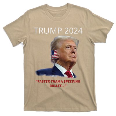 Trump 2024 Faster Than A Speeding Bullet Patriotic Graphic T-Shirt