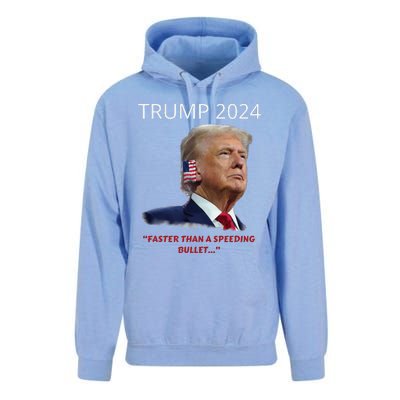 Trump 2024 Faster Than A Speeding Bullet Patriotic Graphic Unisex Surf Hoodie