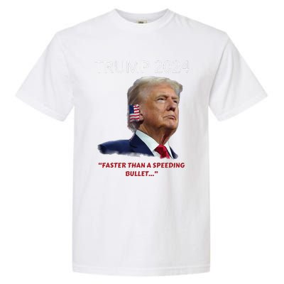 Trump 2024 Faster Than A Speeding Bullet Patriotic Graphic Garment-Dyed Heavyweight T-Shirt