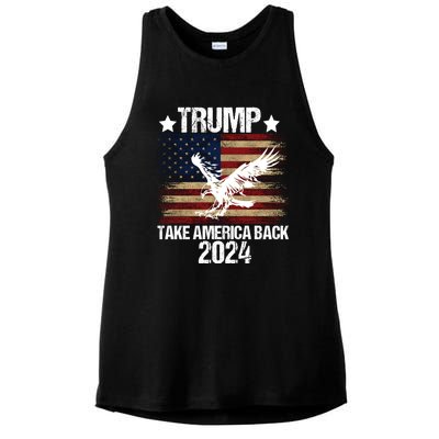 Trump 2024 Flag Take America Back Men Women Trump 2024 Ladies PosiCharge Tri-Blend Wicking Tank