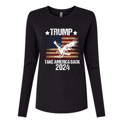 Trump 2024 Flag Take America Back Men Women Trump 2024 Womens Cotton Relaxed Long Sleeve T-Shirt