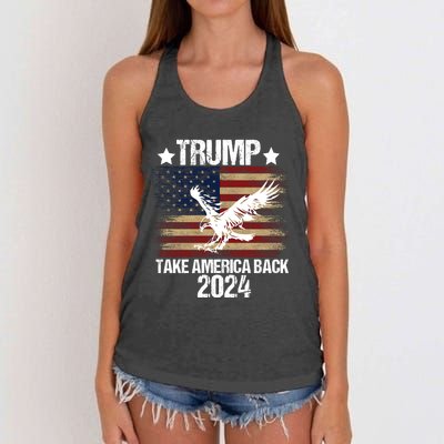 Trump 2024 Flag Take America Back Men Women Trump 2024 Women's Knotted Racerback Tank