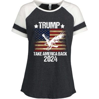 Trump 2024 Flag Take America Back Men Women Trump 2024 Enza Ladies Jersey Colorblock Tee