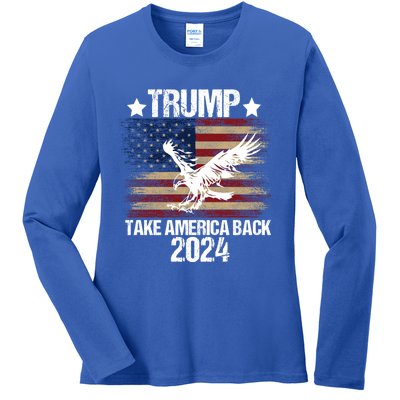 Trump 2024 Flag Take America Back Men Women Trump 2024 Ladies Long Sleeve Shirt