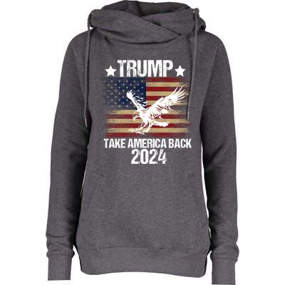 Trump 2024 Flag Take America Back Men Women Trump 2024 Womens Funnel Neck Pullover Hood