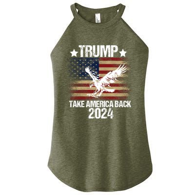 Trump 2024 Flag Take America Back Men Women Trump 2024 Women's Perfect Tri Rocker Tank