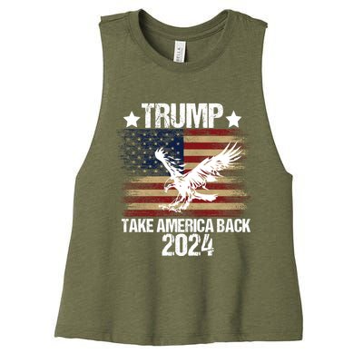 Trump 2024 Flag Take America Back Men Women Trump 2024 Women's Racerback Cropped Tank