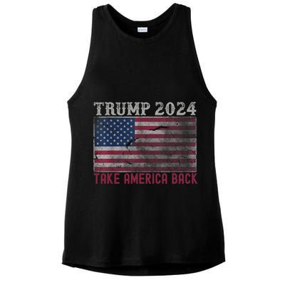Trump 2024 Front And Back Ladies PosiCharge Tri-Blend Wicking Tank