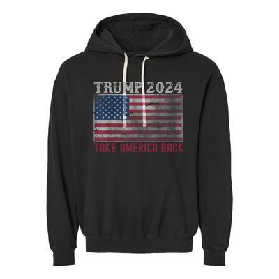 Trump 2024 Front And Back Garment-Dyed Fleece Hoodie