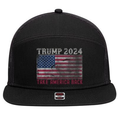 Trump 2024 Front And Back 7 Panel Mesh Trucker Snapback Hat