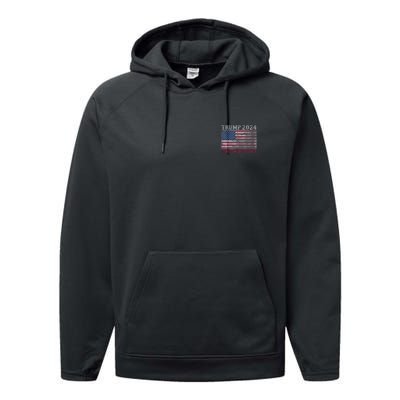 Trump 2024 Front And Back Performance Fleece Hoodie