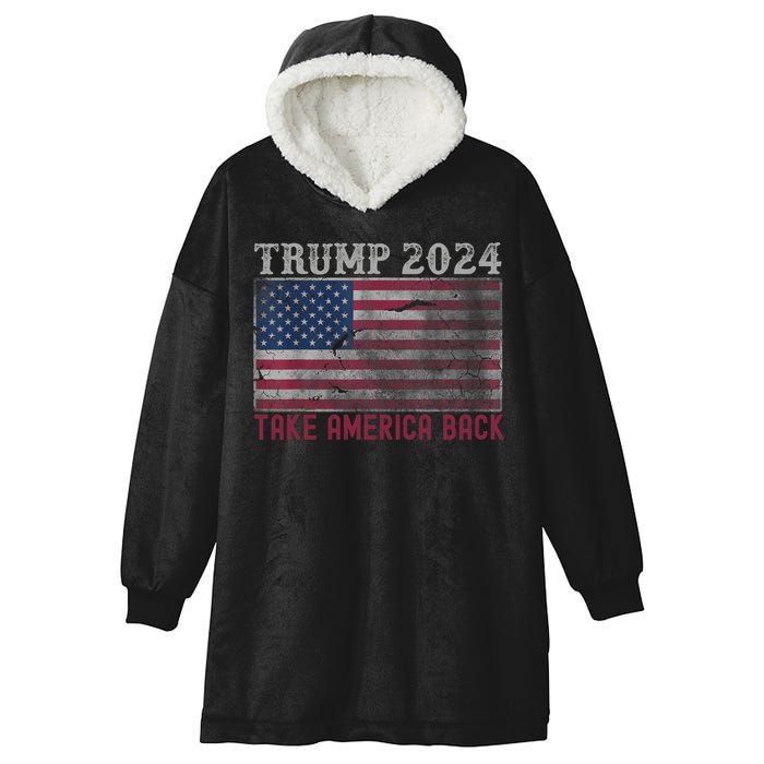 Trump 2024 Front And Back Hooded Wearable Blanket