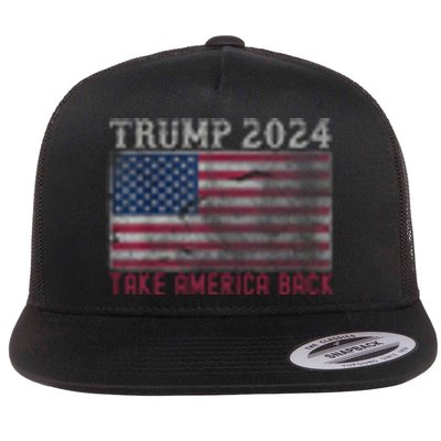 Trump 2024 Front And Back Flat Bill Trucker Hat