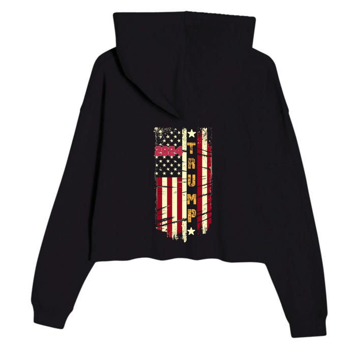 Trump 2024 Front And Back Crop Fleece Hoodie