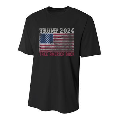 Trump 2024 Front And Back Youth Performance Sprint T-Shirt