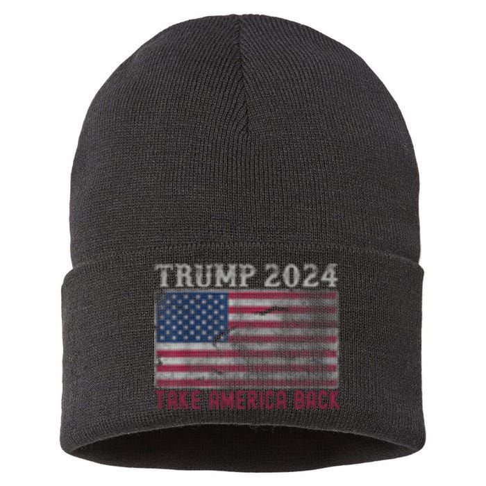 Trump 2024 Front And Back Sustainable Knit Beanie