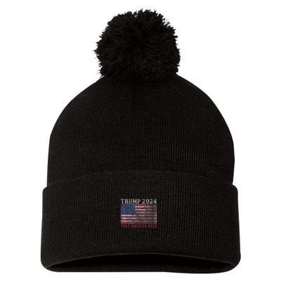 Trump 2024 Front And Back Pom Pom 12in Knit Beanie