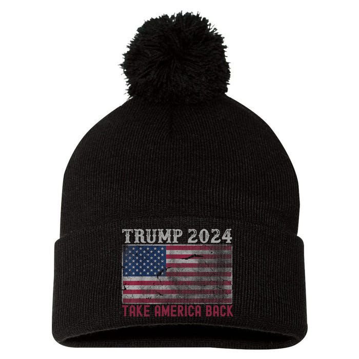 Trump 2024 Front And Back Pom Pom 12in Knit Beanie