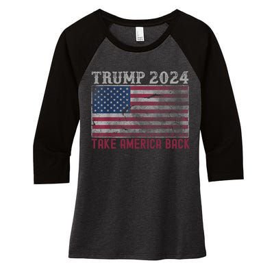 Trump 2024 Front And Back Women's Tri-Blend 3/4-Sleeve Raglan Shirt