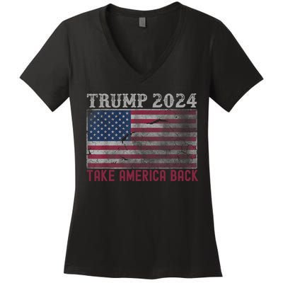 Trump 2024 Front And Back Women's V-Neck T-Shirt