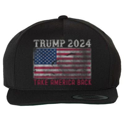 Trump 2024 Front And Back Wool Snapback Cap