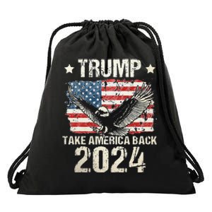 Trump 2024 Flag Take America Back Men Women Trump 2024 Drawstring Bag