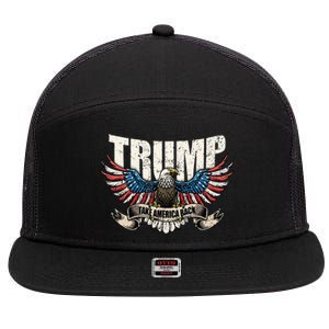 Trump 2024 Flag Take America Back Donald Trump  7 Panel Mesh Trucker Snapback Hat