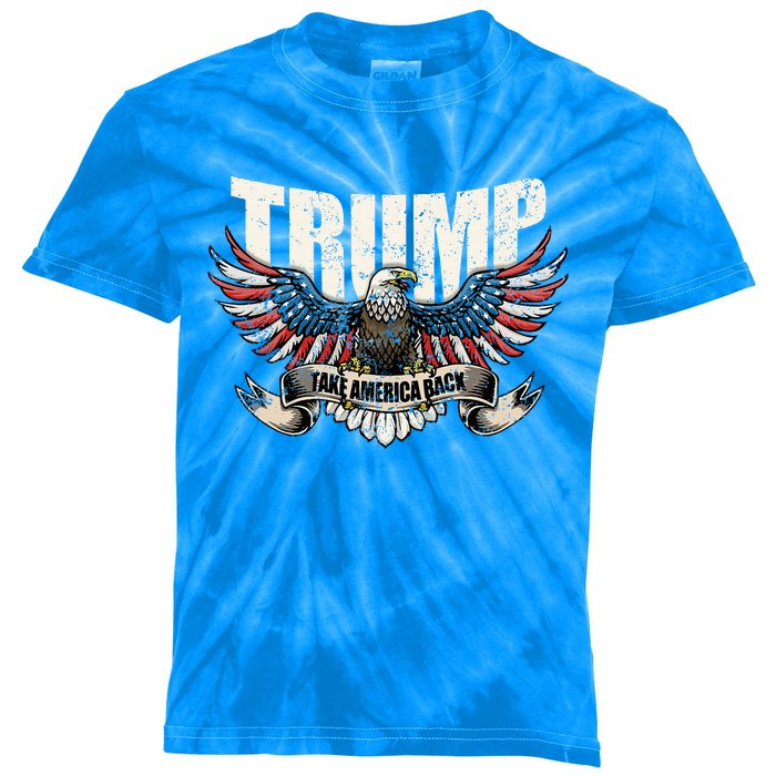 Trump 2024 Flag Take America Back Donald Trump  Kids Tie-Dye T-Shirt