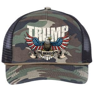 Trump 2024 Flag Take America Back Donald Trump  Retro Rope Trucker Hat Cap