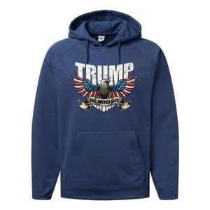 Trump 2024 Flag Take America Back Donald Trump  Performance Fleece Hoodie