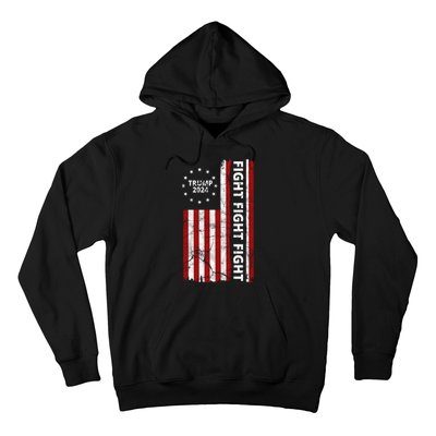 Trump 2024 Fight Fight Fight Usa Flag Hoodie