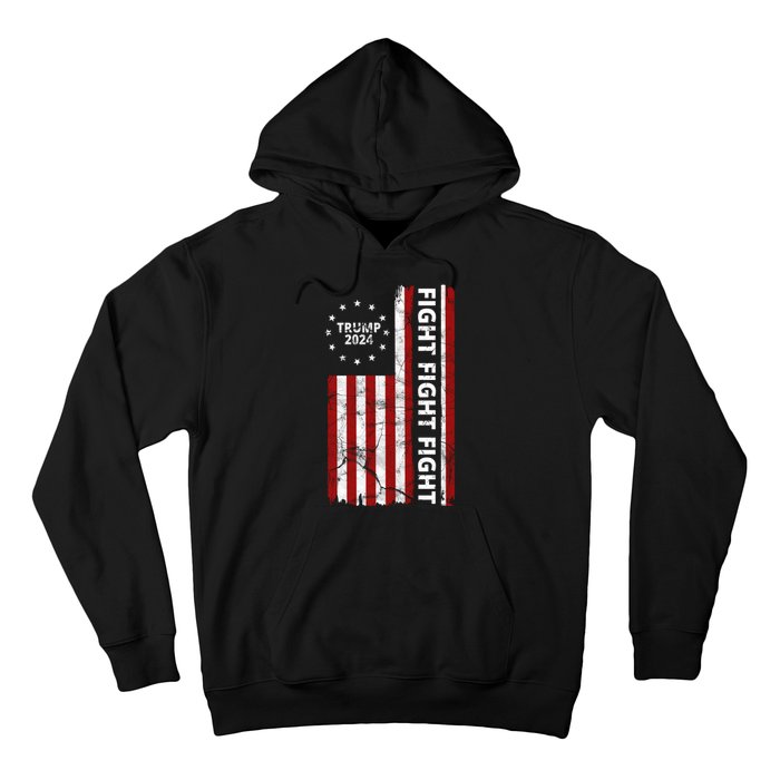 Trump 2024 Fight Fight Fight Usa Flag Hoodie